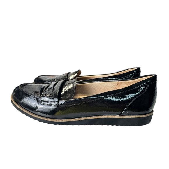 Aetrex True Comfort Black Faux Patent Leather Penny Loafers Sz 9M Quiet Luxury - Picture 3 of 10